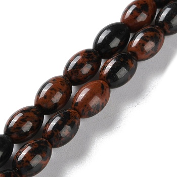 Natural Mahogany Obsidian Beads Strands, Rice, 9x6mm, Hole: 1mm, about 44pcs/strand, 15.94 inch(40.5cm)