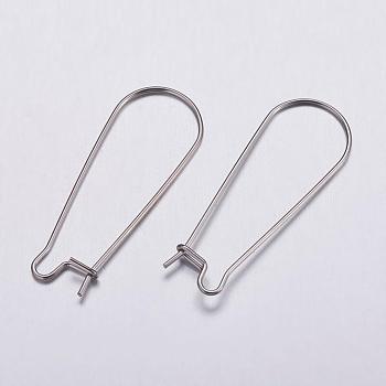 316 Surgical Stainless Steel Hoop Earrings Settings, Stainless Steel Color, 33x12.5x0.7mm, 21 Gauge, Pin: 0.7mm