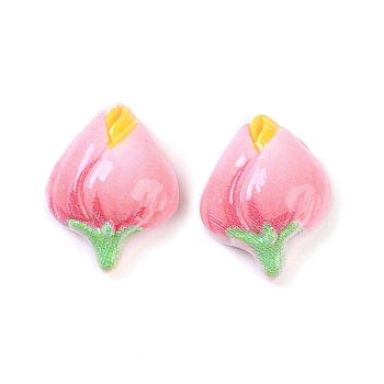 Opaque Resin Decoden Cabochons, Flower, Pearl Pink, 12.5x9.5x5.5mm