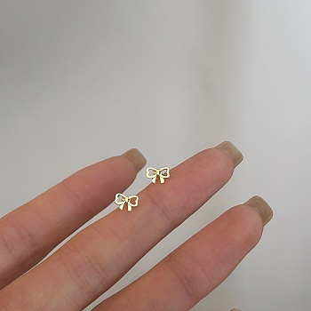 Alloy Earrings for Women, with 925 Sterling Silver Pin, Bowknot, 10mm