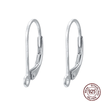 925 Sterling Silver Hoop Earrings, Leverback Earrings, Silver, 16x9x1.5mm, Hole: 1mm, Pin: 0.8mm