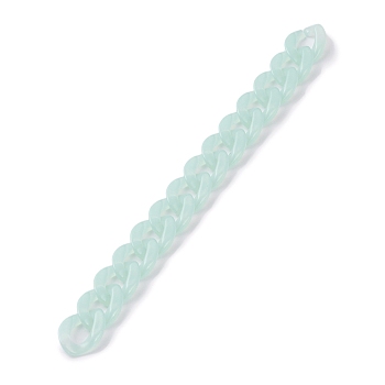 Handmade Acrylic Curb Chains, with Imitation Jelly Acrylic Linking Rings, for Jewelry Makings, Pale Turquoise, 23x16.5x4.5mm, 7-1/8 inch(18cm)/strand