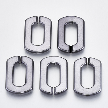 UV Plating Acrylic Linking Rings, Quick Link Connectors, for Cross Chains Making, Rectangle, Gunmetal, 31x21x4.5mm, Inner Diameter: 18x8.5mm