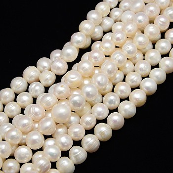 Natural Cultured Freshwater Pearl Beads Strands, Potato, Creamy White, 11~12mm, Hole: 0.8mm, about 35pcs/strand, 13.77 inch~14.17 inch