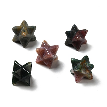 Natural Indian Agate Beads, No Hole/Undrilled, Merkaba Star, 12.5~13x12.5~13x12.5~13mm