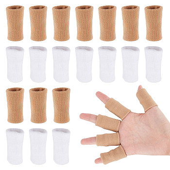 20Pcs 2 Colors Nylon Knitting Finger Protectors, Breathable Finger Sleeve, for Volleyball Basketball Sports, Mixed Color, 46~47x26~30x6mm, 10pcs/color