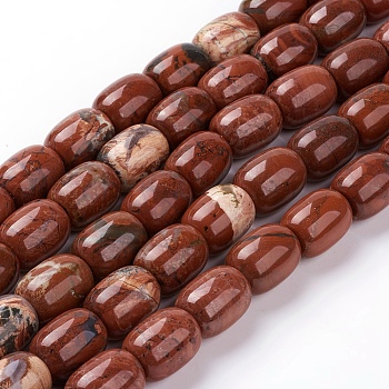Natural Red Jasper Beads Strands, Oval, 17~18x13mm, Hole: 1.5mm, about 22pcs/strand, 14.9 inch(38cm)