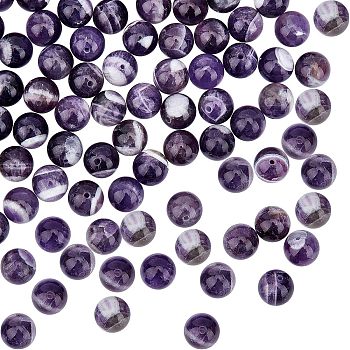 Natural Chevron Amethyst Beads Strands, Round, 8mm, Hole: 1.2mm, about 44~49pcs/strand, 14.4~15 inch(36.5~38cm)