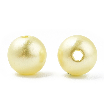 Spray Painted ABS Plastic Imitation Pearl Beads, Round, Lemon Chiffon, 8x9.5mm, Hole: 1.8mm, about 2080 pcs/500g