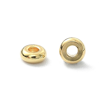 Brass Spacer Beads, Rondelle, Real 18K Gold Plated, 3x1mm, Hole: 1mm