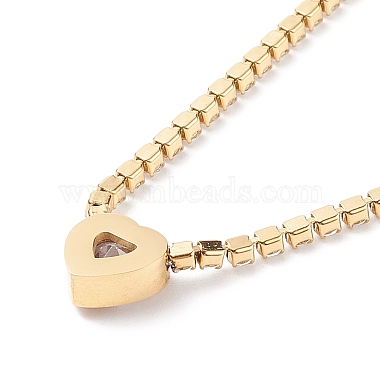 Crystal Rhinestone Heart Pendant Necklace with Tennis Chains(X-NJEW-D296-04G)-2
