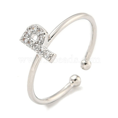 Letter P Brass+Cubic Zirconia Finger Rings