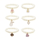 Bracelet extensible en perles d'imitation de verre avec breloques en alliage d'émail(BJEW-JB09556)-1