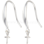 2 Pairs 925 Sterling Silver Earring Hooks, Ear Wire, with Cup Peg Bail Pin, Silver, 20~21mm, Bail Pin: 6x3mm, Pin: 0.8mm(STER-BBC0005-34)