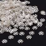 Iron Bead Caps, Silver Color Plated, about 6mm in diameter, hole: 1mm(E109-S)