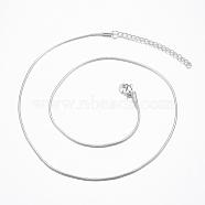 304 Stainless Steel Snake Chain Necklaces, with Lobster Claw Clasps, Silver Color Plated, 17.7 inch(45cm)(NJEW-E087-01S)