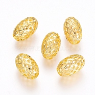 Rack Plating Brass Filigree Beads, Hollow, Oval, Golden, 12x8mm, Hole: 3.5mm(X-KK-D530-08G)