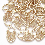 Brass Pendants, Filigree Findings, Oval, Real 18K Gold Plated, 24x14x1mm, Hole: 7mm(X-KK-S348-284)