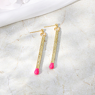 Fashionable Casual Simple Stick Stud Earrings, Stylish and Versatile, Real 18K Gold Plated, 50x4mm(XQ7587)