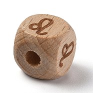 Natural Wood Constellation Beads, Cube, Leo, 12x12x12mm, Hole: 4mm(WOOD-M002-05)