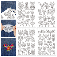 4 Sheets 11.6x8.2 Inch Stick and Stitch Embroidery Patterns, Non-woven Fabrics Water Soluble Embroidery Stabilizers, Animals, 297x210mmm(DIY-WH0455-109)