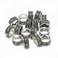 Thai 925 Sterling Silver Beads, Large Hole Beads, Ring, Antique Silver, 11x6mm, Hole: 9mm(STER-T002-41AS)