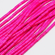Synthetic Turquoise Beads Strands, Dyed, Column, Fuchsia, 5x3mm, Hole: 1mm, about 72pcs/strand, 15.2 inch(TURQ-G120-3x5mm-01)