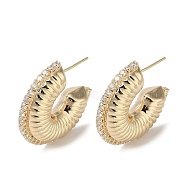 Brass Stud Earrings, Half Round, Golden, 29x9x10.5mm(KK-L208-85A-G)