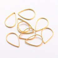 Brass Linking Rings, teardrop, plated in golden color, about 11mm wide, 16mm long, 1mm thick(EC03111x16mm-G)