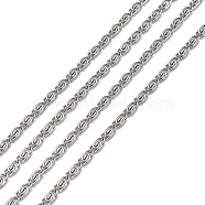 304 Stainless Steel Lumachina Chains, with Spool, Unwelded, Stainless Steel Color, 8x3.7x2mm, about 164.04 Feet(50m)/roll(CHS-R009-15)