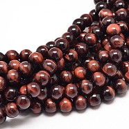Natural Red Tiger Eye Round Bead Strands, 4mm, Hole: 1mm, about 91pcs/strand, 15 inch(G-P072-52-4mm)