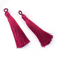 Polyester Tassel Big Pendants Decoration, Dark Red, 80~90x8.5~9mm, Hole: 4x6mm(AJEW-S059-08)