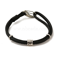 PU Leather Round Cord Multi-strand Bracelets, Constellation Alloy Bracelets for Women Men, Sagittarius, 8-1/4 inch(20.9cm)(SJEW-K002-07L)