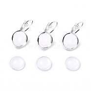 DIY Earring Making, with Brass Leverback Earring Findings and Transparent Oval Glass Cabochons, Silver Color Plated, Cabochons: 11.5~12x4mm, 1pc/set, Earring Findings: 25x14mm, Tray: 12mm, Pin: 0.8mm, 1pc/set(DIY-X0293-62B-B)