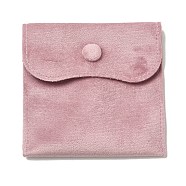Velvet Jewelry Pouches, Jewelry Gift Bags with Snap Button, for Ring Necklace Earring Bracelet Storage, Square, Flamingo, 10x9.7x0.2cm(ABAG-K001-01C-05)
