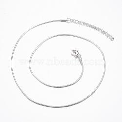 304 Stainless Steel Snake Chain Necklaces, with Lobster Claw Clasps, Silver Color Plated, 17.7 inch(45cm)(NJEW-E087-01S)