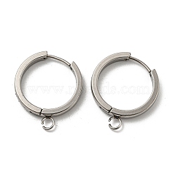 201 Stainless Steel Huggie Hoop Earrings Findings, with Vertical Loop, with 316 Surgical Stainless Steel Earring Pins, Ring, Stainless Steel Color, 20x3mm, Hole: 2.7mm, Pin: 1mm(STAS-A167-01P-P)