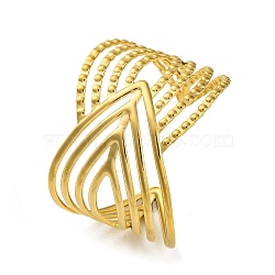 Ion Plating(IP) 304 Stainless Steel Chevron Cuff Bnagles for Women, Real 18K Gold Plated, 1-3/4 inch(4.6cm), Inner Diameter: 2-3/8 inch(5.9cm)(BJEW-G729-02G)