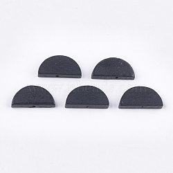 Painted Natural Wood Beads, Semicircle, Black, 10x20x4mm, Hole: 1.5mm(X-WOOD-T021-05A-04)