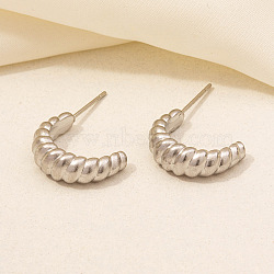 Stylish Irregular Stainless Steel Half Hoop Stud Earrings for Women, Golden(CF3363-3)