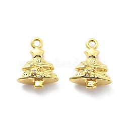 Brass Micro Pave Cubic Zirconia Pendants, Chrismas Tree Charms, Real 18K Gold Plated, 13x10x5mm, Hole: 1.4mm(KK-U049-02G)