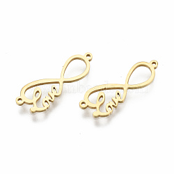 201 Stainless Steel Links Connectors, Laser Cut, for Valentine's Day, Infinity with Word Love, Golden, 7x20x1mm, Hole: 0.8mm(STAS-S080-038G)