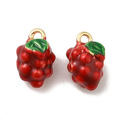 Brass Enamel Charms, Grape Charm, Real 18K Gold Plated, 12x7x7mm, Hole: 1.5mm(KK-S368-02G-01)