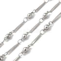 304 Stainless Steel Faceted Rectangle Link Chains, with Spool, Soldered, Stainless Steel Color, 13x1x1mm and 8x3.5x3.5mm(CHS-E012-03P)