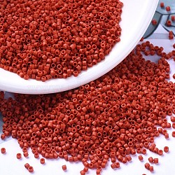 MIYUKI Delica Beads, Cylinder, Japanese Seed Beads, 11/0, (DB0795) Dyed Semi-Frosted Opaque Cinnabar, 1.3x1.6mm, Hole: 0.8mm, about 2000pcs/10g(X-SEED-J020-DB0795)