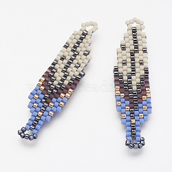 MIYUKI & TOHO Handmade Japanese Seed Beads Links, Loom Pattern, Leaf, Beige, 46x11x2mm, Hole: 1~2mm(X-SEED-G005-272-2)