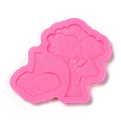DIY Tree Food Grade Silicone Fondant Molds, for DIY Cake Decoration, UV Resin & Epoxy Resin Jewelry Making, Hot Pink, 145x120x9mm, Inner Diameter: 63x67.5mm and 107x83mm(DIY-F072-03)