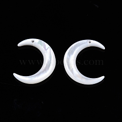 Natural Freshwater Shell Charms, Moon, 13x15x3.5mm, Hole: 0.8mm(SSHEL-N032-55B)