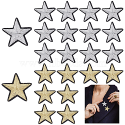 40Pcs 2 Style Star Pattern Cloth Computerized Embroidery Iron On/Sew On Patches, Mixed Color, 37x36x1.5mm, 20pcs/style(PATC-GA0001-07)