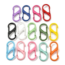 Spray Painted Alloy Push Gate Snap Key Clasps, Double Snap S Clasps, Cadmium Free & Nickel Free & Lead Free, Mixed Color, 40x18x6mm, Inner Diameter: 14x12mm(FIND-Z056-08)